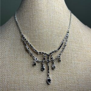 Rhinestone Full Elegant Silver and Black Necklace